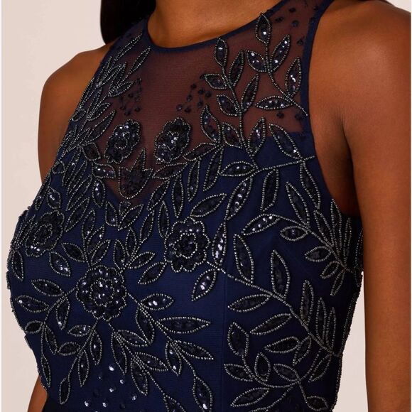 Adrianna Papell Beaded Taffeta Ball Sleeveless Beaded Top Gown - Picture 10 of 11